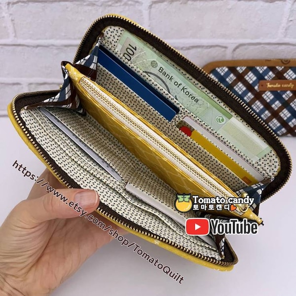 No.202 Patchwork long wallet. Hand Sewing Pattern Only, YouTube Tutorial, No Written Instructions, Instant Download PDF.