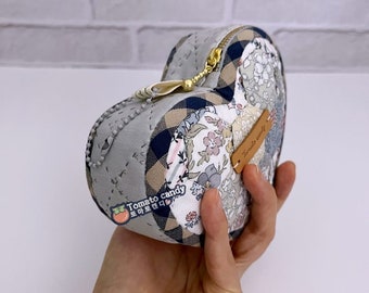 No.220 Hexagon Heart Pouch, PDF Pattern Only, Hand Sewing, YouTube Tutorial, No Written Instructions