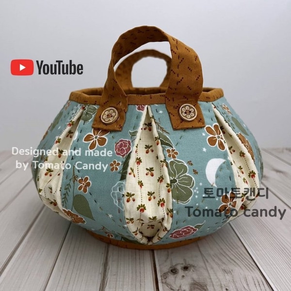Cesta mágica de tela n.° 143, patrón en PDF, costura a mano, tutorial en YouTube, sin instrucciones escritas