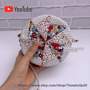 No.180 rond zakje met patchwork, alleen met de hand naaipatroon, YouTube-tutorial, geen schriftelijke instructies, pdf direct te downloaden.