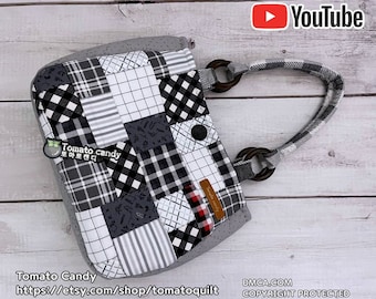 Nr.167 quadratische Patchwork-Handtasche, PDF Nähanleitung, Handnähen, YouTube-Tutorial, keine schriftlichen Anleitungen