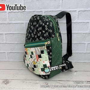 Petit modèle de sac à bandoulière en patchwork cousu à la main n° 051. Patron uniquement, tutoriel YouTube, pas d'instructions écrites, téléchargement immédiat au format PDF.