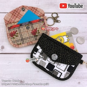 Nº 097 Carteira para cartões e porta-moedas com bolso em formato de árvore, apenas padrão de costura à mão, tutorial do YouTube, sem instruções escritas, download instantâneo em PDF.