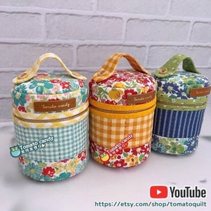 No.214 Cylinder Zippered Pouch, PDF Pattern Only, Hand Sewing, YouTube Tutorial, No Written Instructions