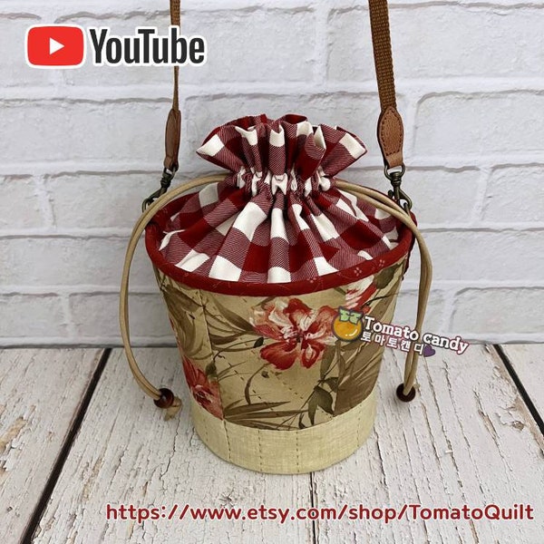 No.200 Natural bucket bag. Hand Sewing Pattern Only, YouTube Tutorial, No Written Instructions, Instant Download PDF.