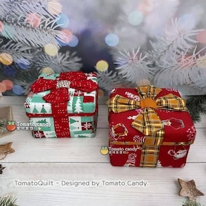 No.156 Reusable Fabric Gift Box PDF Sewing Pattern, Christmas Gift Wrap, Hand Sewing, YouTube Tutorial, No Written Instructions