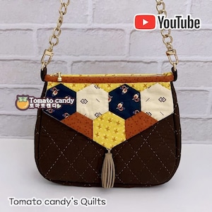 No.041 Hexagon Double Flap Mini Bag. Handgenähtes PDF-Nähmuster, YouTube-Tutorial, keine schriftlichen Anweisungen.
