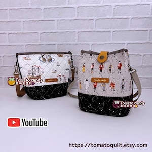 No.210 Cute Small body cross bag pattern. YouTube Tutorial, No Written Instructions, Hand Sewing Pattern Only, Instant Download PDF.
