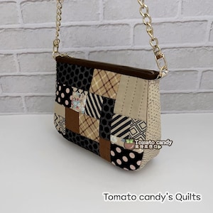 Nr.045 Quadratische Patchwork Mini Tasche. Nur Schnittmuster, YouTube-Tutorial, keine schriftlichen Anweisungen. Stoff Tragetasche, Umhängetasche