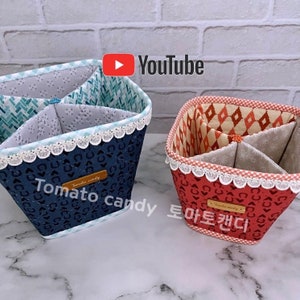 No.175 Square compartment basket, two size,  Hand Sewing Pattern Only, YouTube Tutorial, No Written Instructions, Instant Download PDF.