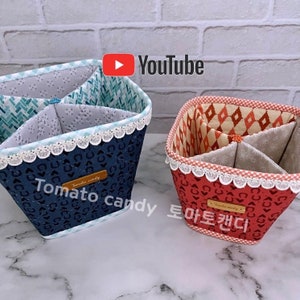 No.175 Compartment Basket: Hand Sewing Pattern Only, 2-Size, No Written Instructions, YouTube Tutorial, (PDF)