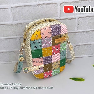 No.191 Patchwork Mini Bag, PDF Pattern Only, Hand Sewing, YouTube Tutorial, No Written Instructions