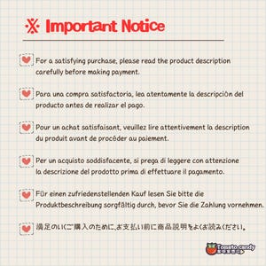 Pode incluir: Um &iacute;cone de cora&ccedil;&atilde;o vermelho com uma marca de verifica&ccedil;&atilde;o em um quadrado branco, seguido de uma lista de avisos importantes em v&aacute;rios idiomas. O texto diz: "Para uma compra satisfat&oacute;ria, leia atentamente a descri&ccedil;&atilde;o do produto antes de realizar o pagamento."  "For a satisfying purchase, please read the product description carefully before making payment." "Pour un achat satisfaisant, veuillez lire attentivement la description du produit avant de proc&eacute;der au paiement." "Per un acquisto soddisfacente, si prega di leggere con attenzione la descrizione del prodotto prima di effettuare il pagamento." "F&uuml;r einen zufriedenstellenden Kauf lesen Sie bitte die Produktbeschreibung sorgf&auml;ltig durch, bevor Sie die Zahlung vornehmen." "満足のいくご購入のために、お支払い前に商品説明をよくお読みください。"