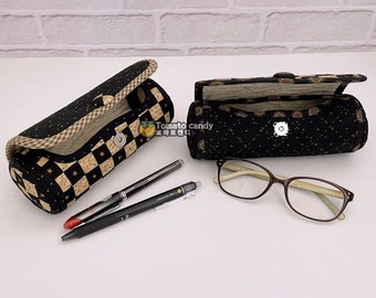 No.234 Cylindrical pouch with a cover. PDF patterns only hand sewing  (Youtube tutorial), eyeglass case,  pencil case.