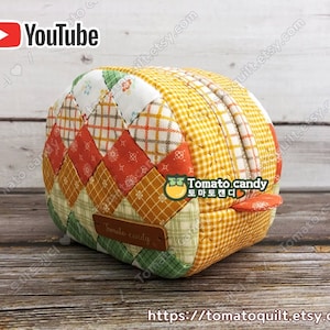 No.089 Patchwork Half Moon Pouch: Hand Sewing Pattern Only, No Written Instructions, YouTube Tutorial