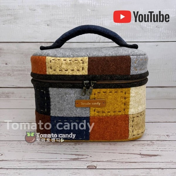 No.169 Square big pouch, Hand Sewing Pattern Only, YouTube Tutorial, No Written Instructions, Instant Download PDF.