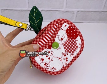 No.216 Double Apple Pouch, PDF Pattern Only, Hand Sewing, YouTube Tutorial, No Written Instructions