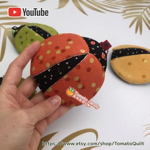 No.128 DIY portemonnee-patroon lieveheersbeestje: alleen handnaaipatroon, pdf direct te downloaden, geen schriftelijke instructies, YouTube-tutorial.