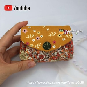 Porta-cartões e moedas acordeão nº 140. Somente molde de costura à mão, tutorial do YouTube, sem instruções escritas, download instantâneo em PDF.