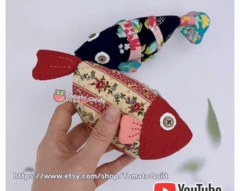 No.036 Fish shape coin purse. Hand Sewing Pattern Only, YouTube Tutorial, No Written Instructions, Instant Download PDF.