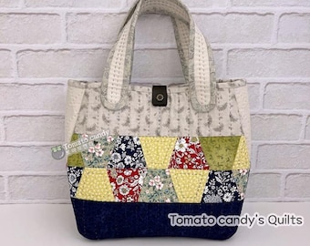 Bolsa de tela tipo vaso de patchwork n.° 073, patrón en PDF, costura a mano, tutorial en YouTube, sin instrucciones escritas