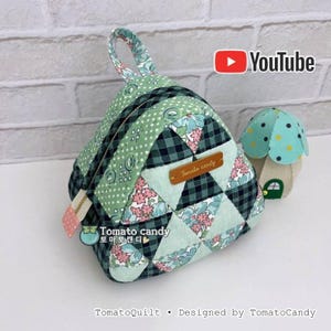 Patrón de costura en PDF para estuche triangular con cremallera n.° 201, bolso de patchwork con abertura ancha, costura a mano, tutorial de YouTube, sin instrucciones escritas.