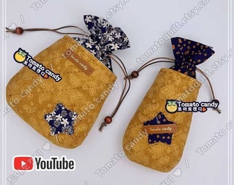 Mini pochette à ficelles et étui à lunettes n° 212, uniquement un modèle de couture à la main PDF, tutoriel YouTube, aucune instruction écrite.