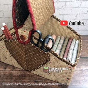 No.82 Sewing basket(Box). Hand Sewing Pattern Only, YouTube Tutorial, No Written Instructions, Instant Download PDF.