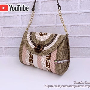 No.039 Runde aufgesetzte Mini Handtasche. Nur Handschnittmuster, YouTube-Tutorial, keine schriftlichen Anweisungen, Sofort-Download-PDF.