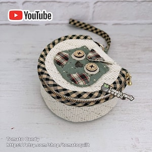 No.025 Mini-handtasje met schattige uil. Alleen handnaaipatroon, YouTube-tutorial, geen schriftelijke instructies, pdf direct te downloaden.