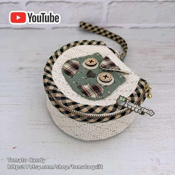 No.025 Cute Owl Mini Hand Pouch. Hand Sewing Pattern Only, YouTube Tutorial, No Written Instructions, Instant Download PDF.