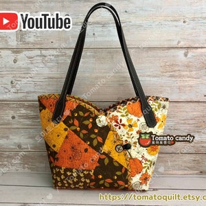 Nr.101 Patchwork Einkaufstasche, Handschnittmuster, YouTube-Tutorial, ohne schriftliche Anleitung, Sofort-Download PDF.