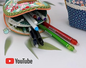 No.203 Two-Pocket Pouch, PDF Pattern Only, Hand Sewing, YouTube Tutorial, No Written Instructions