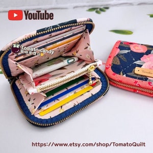 No.179 Fabric card zipper wallet. Hand Sewing Pattern Only, YouTube Tutorial, No Written Instructions, Instant Download PDF.