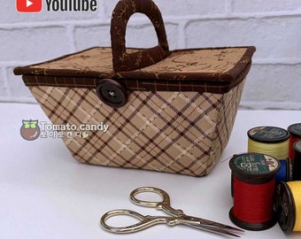 No.183 Mini Sewing Basket PDF Pattern, Hand Sewing, No Written Instructions, YouTube Tutorial.