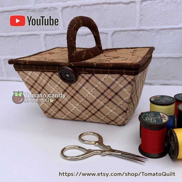 No.183 Mini sewing basket, Hand Sewing Pattern Only, YouTube Tutorial, No Written Instructions, Instant Download PDF.