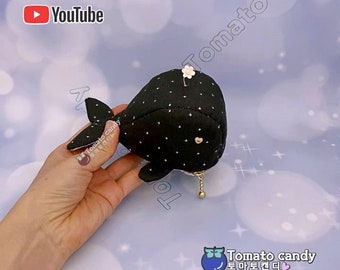No.190 Whale Coin Purse, PDF Pattern Only, Hand Sewing, YouTube Tutorial, No Written Instructions