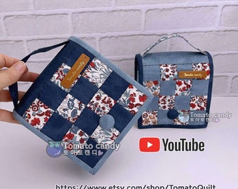 No.181 Bolsa con soporte Patchwork. Solo patrón de costura a mano, Tutorial de YouTube, Sin instrucciones escritas, Descarga instantánea en PDF