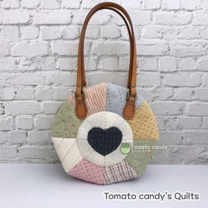 Nr.149 Runde Patchwork-Handtasche: Nur Handschnittmuster, keine schriftliche Anleitung, YouTube Nähanleitung, (PDF)