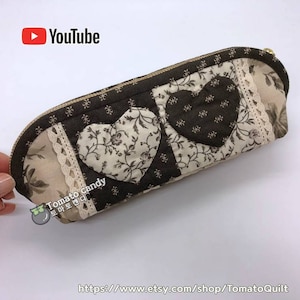 No.004 Etui met hart voor etui. Alleen handnaaipatroon, YouTube-tutorial, geen schriftelijke instructies, pdf direct te downloaden.