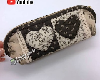 No.004 Applique Zipper Pouch PDF Pattern Only, Hand Sewing, No Written Instructions, YouTube Tutorial