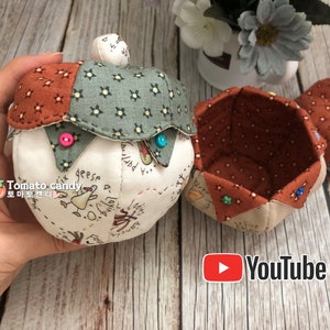 No.090 Fabric jar, Trinket box, PDF Pattern Only, Hand Sewing, YouTube Tutorial, No Written Instructions
