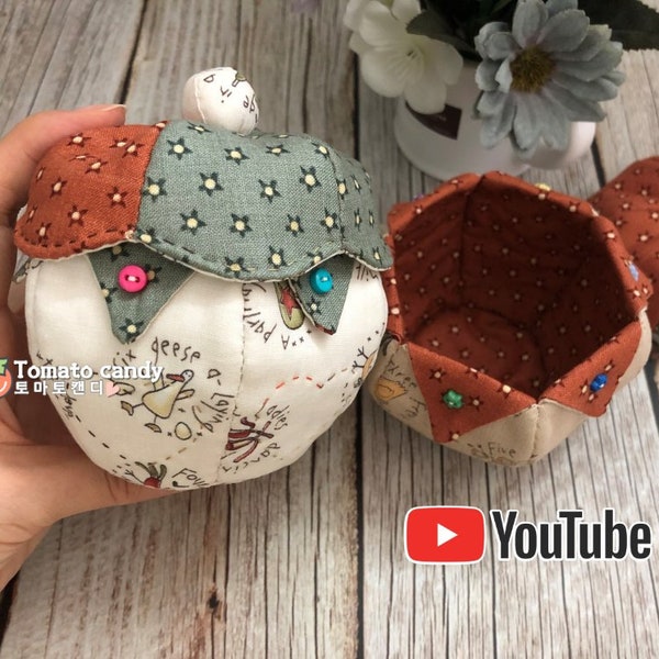 Pot en tissu n° 090 (bol). Petite boîte à bijoux en forme de pot. Patron de couture à la main uniquement, tutoriel YouTube, pas d'instructions écrites, téléchargement immédiat au format PDF.