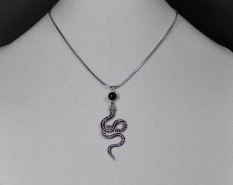 Celestial Serpent Pendent Necklace - Choose from 24 Beads and an 18" or 22" Stainless Steel Snake Chain