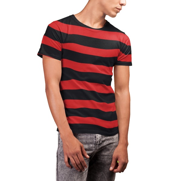 Red and Black Striped Shirt Etsy