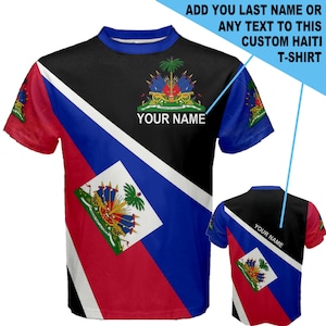 Custom Name Haiti Coat of Arms Flag T-shirt