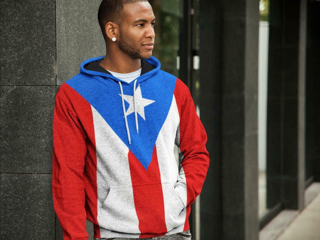 Puerto Rico Flag Pullover Mens Hoodie