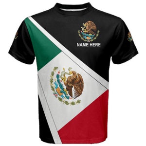 Camiseta personalizada com nome do México e brasão de armas da bandeira mexicana