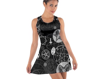 Occult Symbol Satanic Supernatural Witch Witchcraft Black Magic Racerback Sun Dress