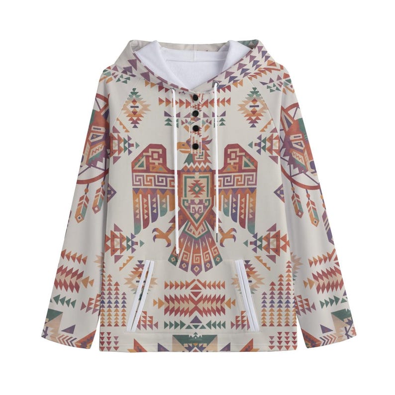 Eagle Dreamcatcher Native Indian Indigenous Design Art Women's Lapel Hoodie image 4